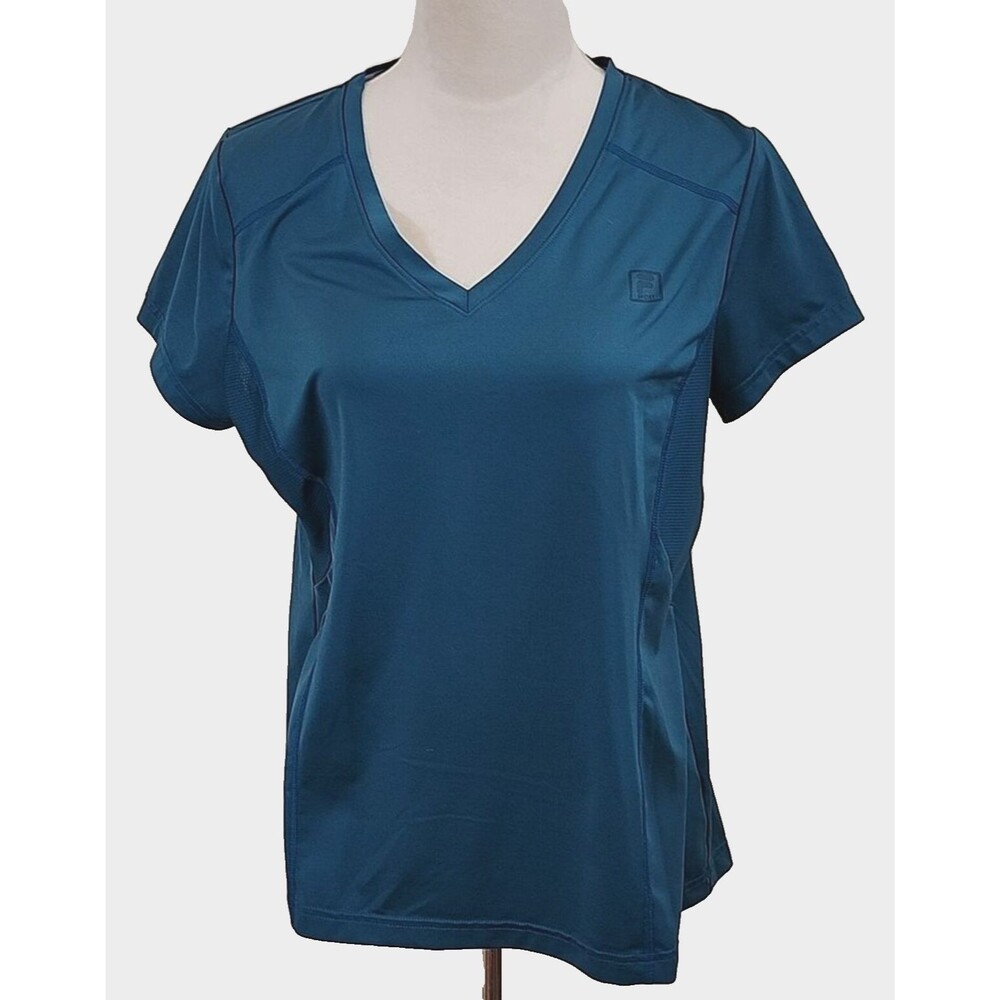 Fila Sport Women's Bluegreen Running/Athletic Short Sleeve Shirt, Size Large